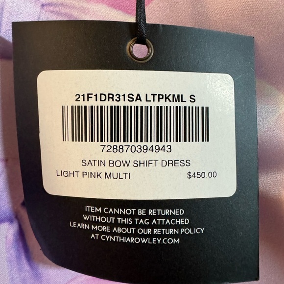 Cynthia Rowley Satin Bow Dress, Small NWT - Picture 5 of 5